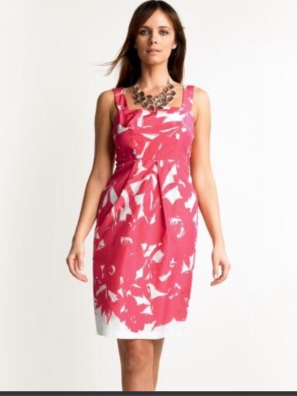 Banana Republic Pink and White Floral Midi Dress